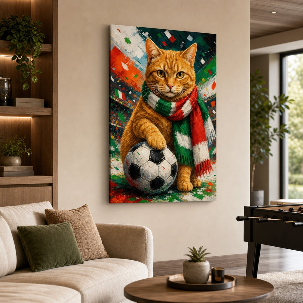 Orange Tabby Soccer Fan Canvas Wall Art wall mockup