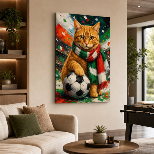 Orange Tabby Soccer Fan Canvas Wall Art wall mockup
