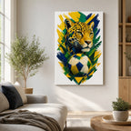 Brazil Jaguar National Pride Soccer Canvas Wall Art living room wall mockup