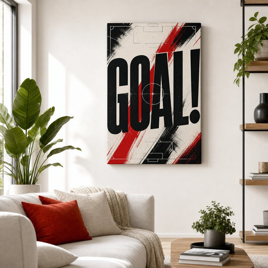 GOAL Soccer Typography Canvas Wall Art living room wall mockup