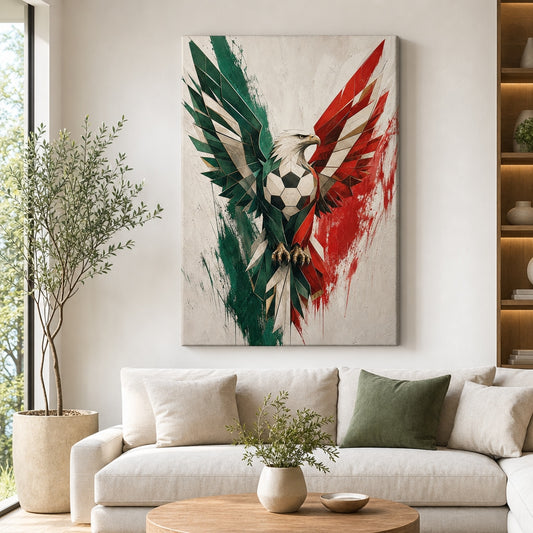 Mexico Eagle National Pride Soccer Canvas Wall Art living room wall mockup