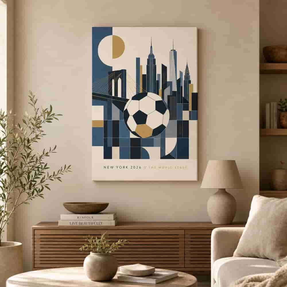 New York 2026 World Stage Soccer Canvas Wall Art wall mockup