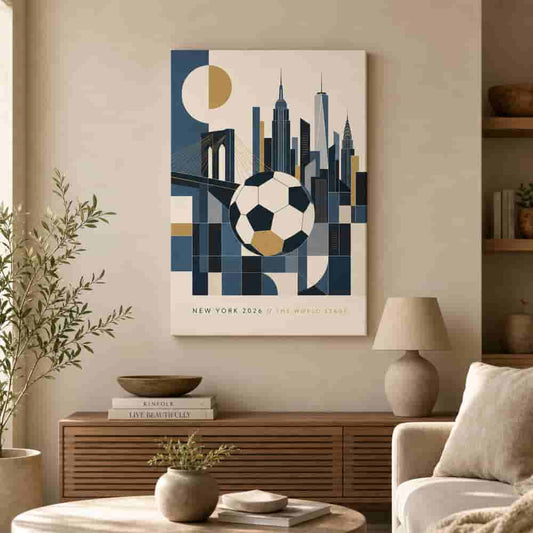 New York 2026 World Stage Soccer Canvas Wall Art wall mockup
