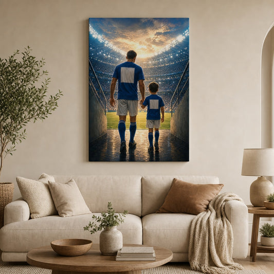 Custom Father and Son Stadium Tunnel Canvas Wall Art wall mockup generated with gpt-image-2