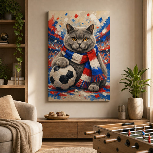 British Shorthair Soccer Fan Canvas Wall Art wall mockup