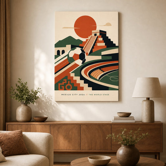 Mexico City 2026 World Stage Soccer Canvas Wall Art wall mockup