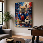 French Bulldog Soccer Fan Canvas Wall Art canvas wall art lifestyle mockup