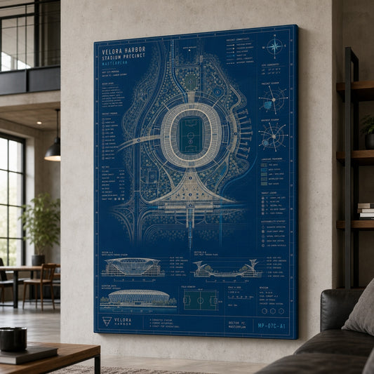 Host City Stadium Masterplan Canvas Wall Art canvas wall art lifestyle mockup