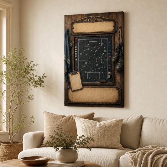Custom Vintage Soccer Tactics Board Canvas Wall Art wall mockup generated with gpt-image-2