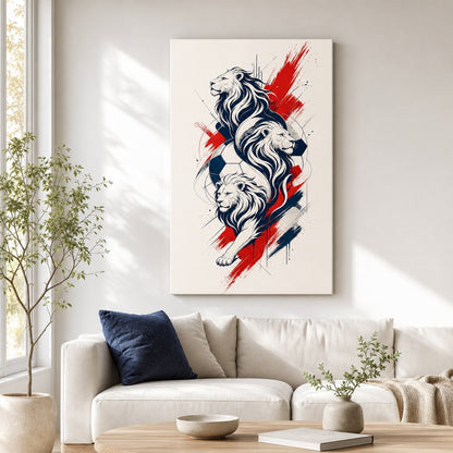England Three Lions National Pride Soccer Canvas Wall Art living room wall mockup