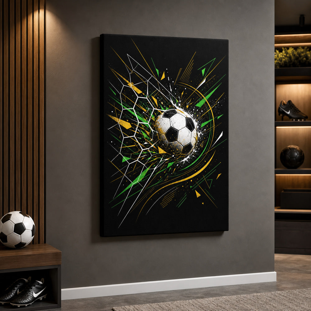 Geometric Net Breakthrough Soccer Canvas Wall Art 05 wall mockup