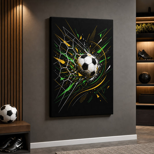 Geometric Net Breakthrough Soccer Canvas Wall Art 05 wall mockup