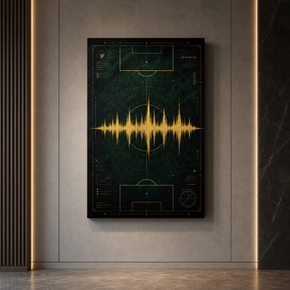 Emerald Gold Coordinate Soundwave Soccer Canvas Wall Art wall mockup