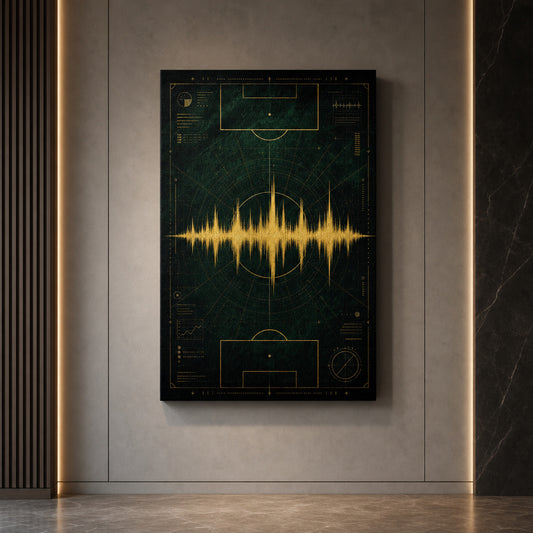 Emerald Gold Coordinate Soundwave Soccer Canvas Wall Art wall mockup