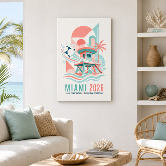 Miami Coastal Soccer Canvas Wall Art 02 canvas wall art lifestyle mockup