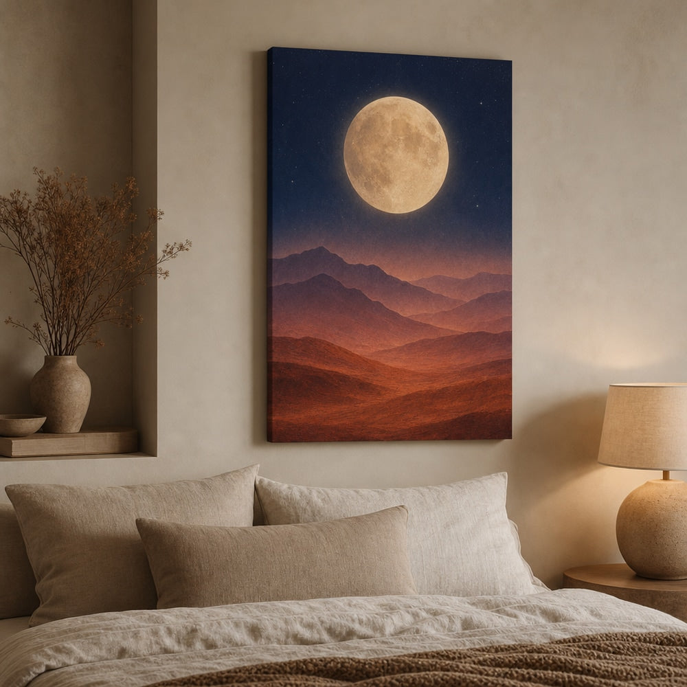 Abstract Moon Mountains Healing Canvas Wall Art 05 wall mockup