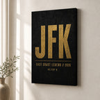 JFK Airport Code Coordinates Canvas Wall Art canvas wall art lifestyle mockup