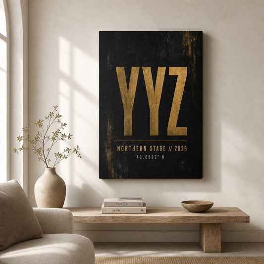 YYZ Airport Code Coordinates Canvas Wall Art 05 wall mockup