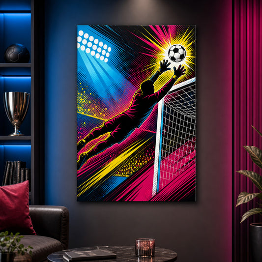 Pop Art Goalkeeper Save Soccer Canvas Wall Art 04 wall mockup