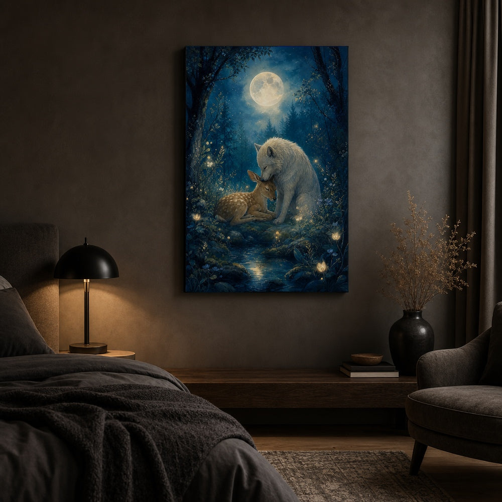 Moonlit Forest Glowing Plants Healing Canvas Wall Art 04 wall mockup