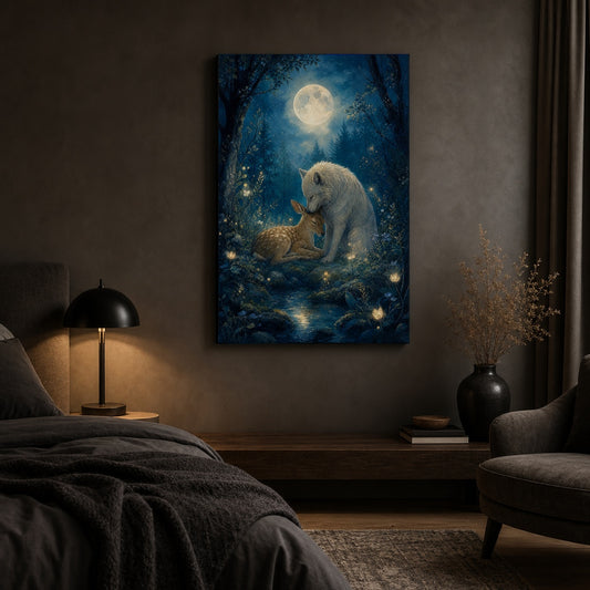 Moonlit Forest Glowing Plants Healing Canvas Wall Art 04 wall mockup
