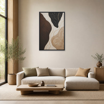 Neutral Organic Forms Abstract Floating Frame Wall Art - 02_black_frame_wall_scene_primary