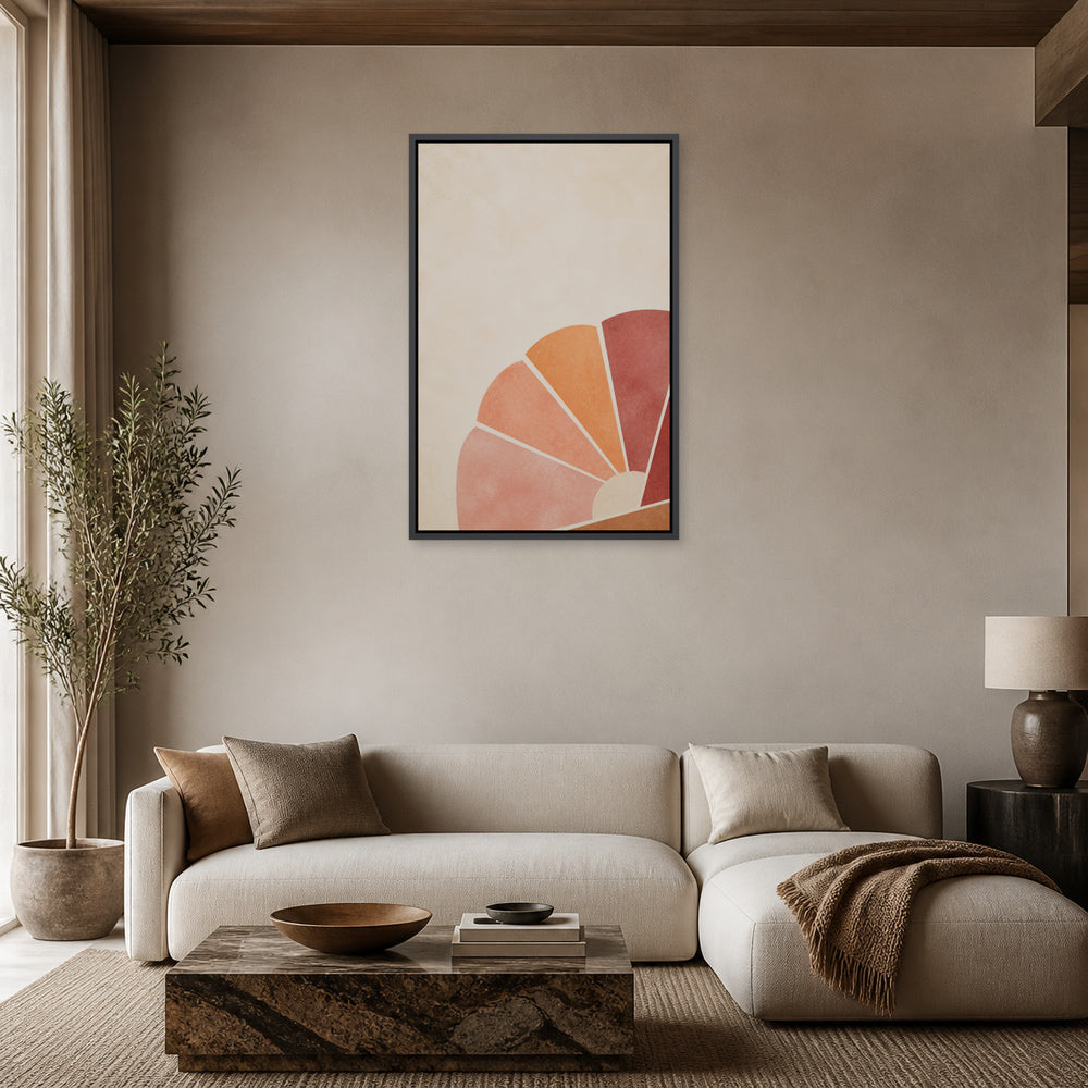 Burgundy Amber Neo Deco Abstract Floating Frame Wall Art - 02_black_frame_wall_scene_primary