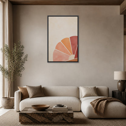 Burgundy Amber Neo Deco Abstract Floating Frame Wall Art - 02_black_frame_wall_scene_primary