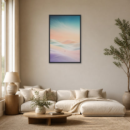 Pastel Solitude Dunes Floating Frame Wall Art - 02_black_frame_wall_scene_primary