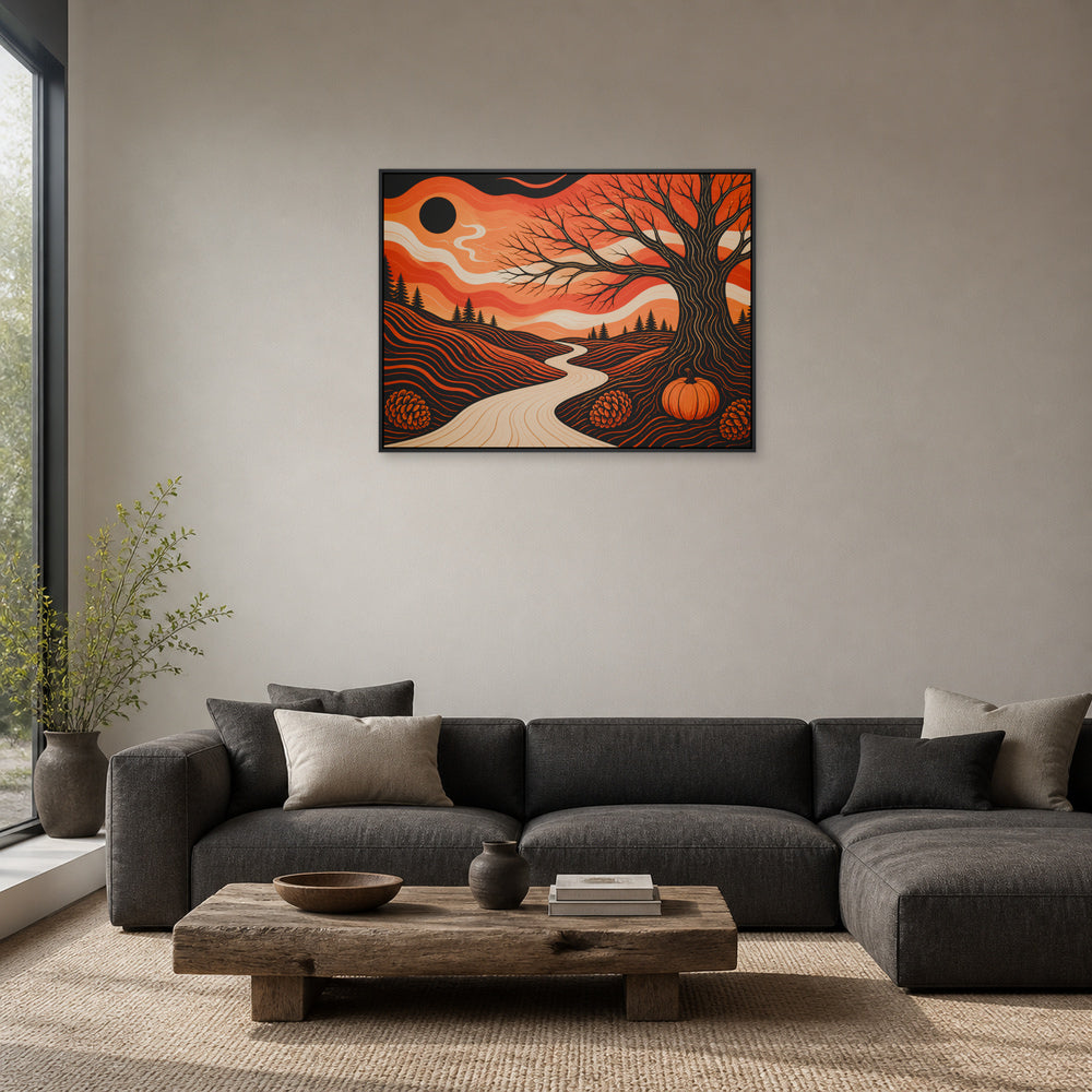 Autumn Winding Path Graphic Floating Frame Wall Art - 02_black_frame_wall_scene_primary
