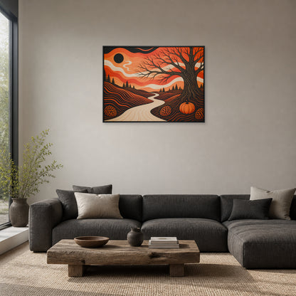 Autumn Winding Path Graphic Floating Frame Wall Art - 02_black_frame_wall_scene_primary