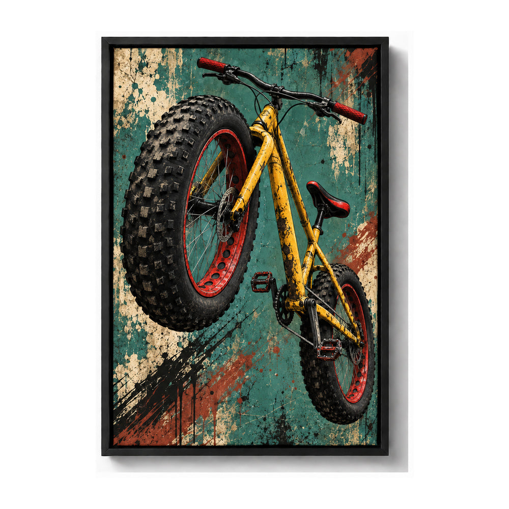 fat-tire bicycle graffiti artwork black frame canvas print