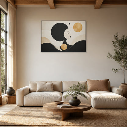 Geometric Woman Profile Floating Frame Wall Art - 02_black_frame_wall_scene_primary