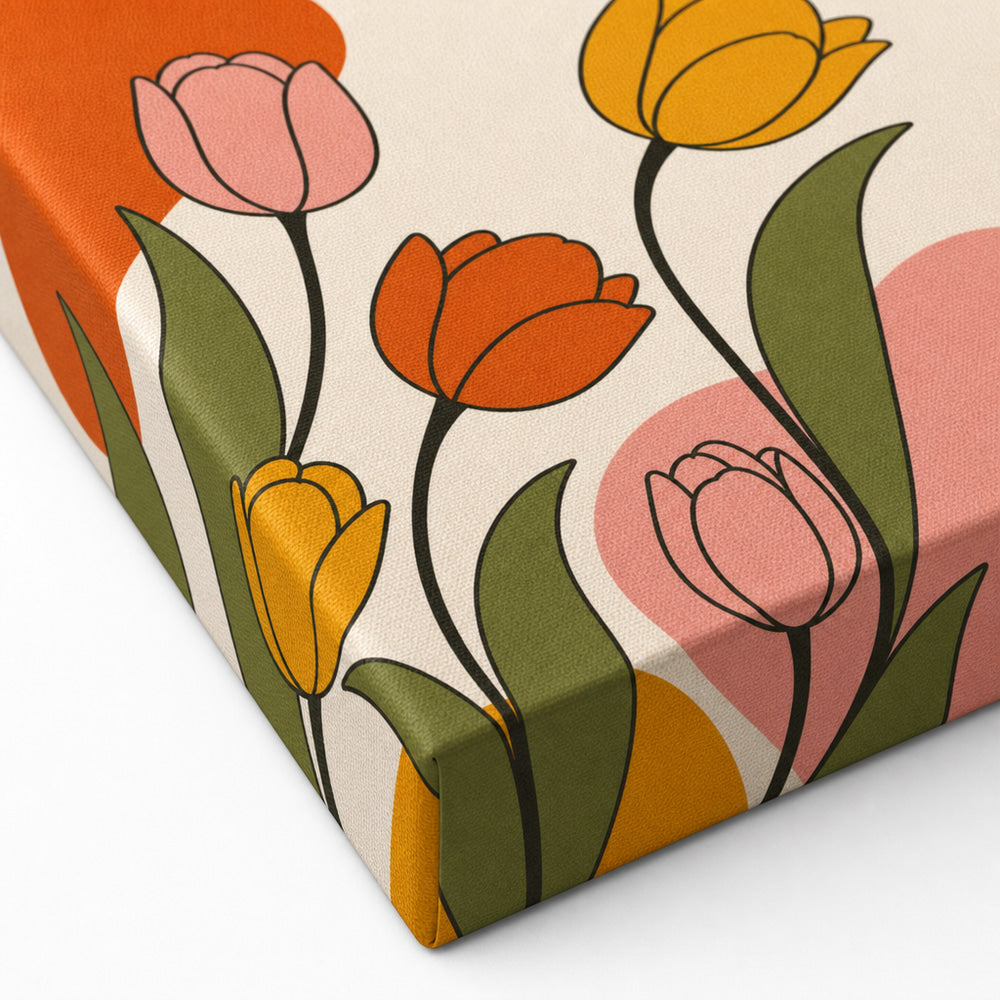 Retro Tulips Mid-Century Modern Canvas Wall Art 02 detail