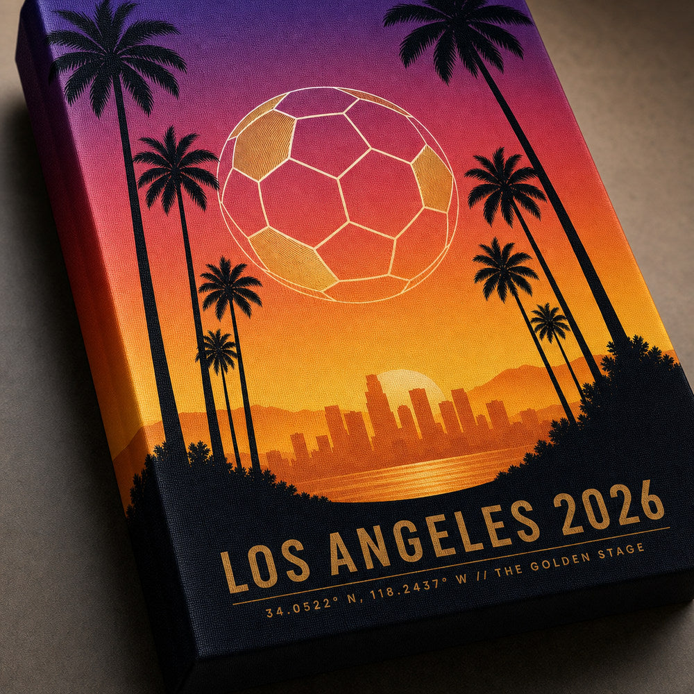 Los Angeles 2026 Golden Stage Soccer Canvas Wall Art 05 canvas texture detail