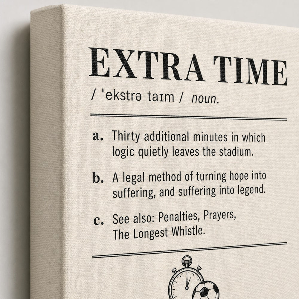 EXTRA TIME Definition Football Culture Canvas Wall Art 05 close-up canvas texture and wrapped edge detail