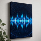 Blue Cyan Tech Soundwave Soccer Canvas Wall Art canvas texture detail