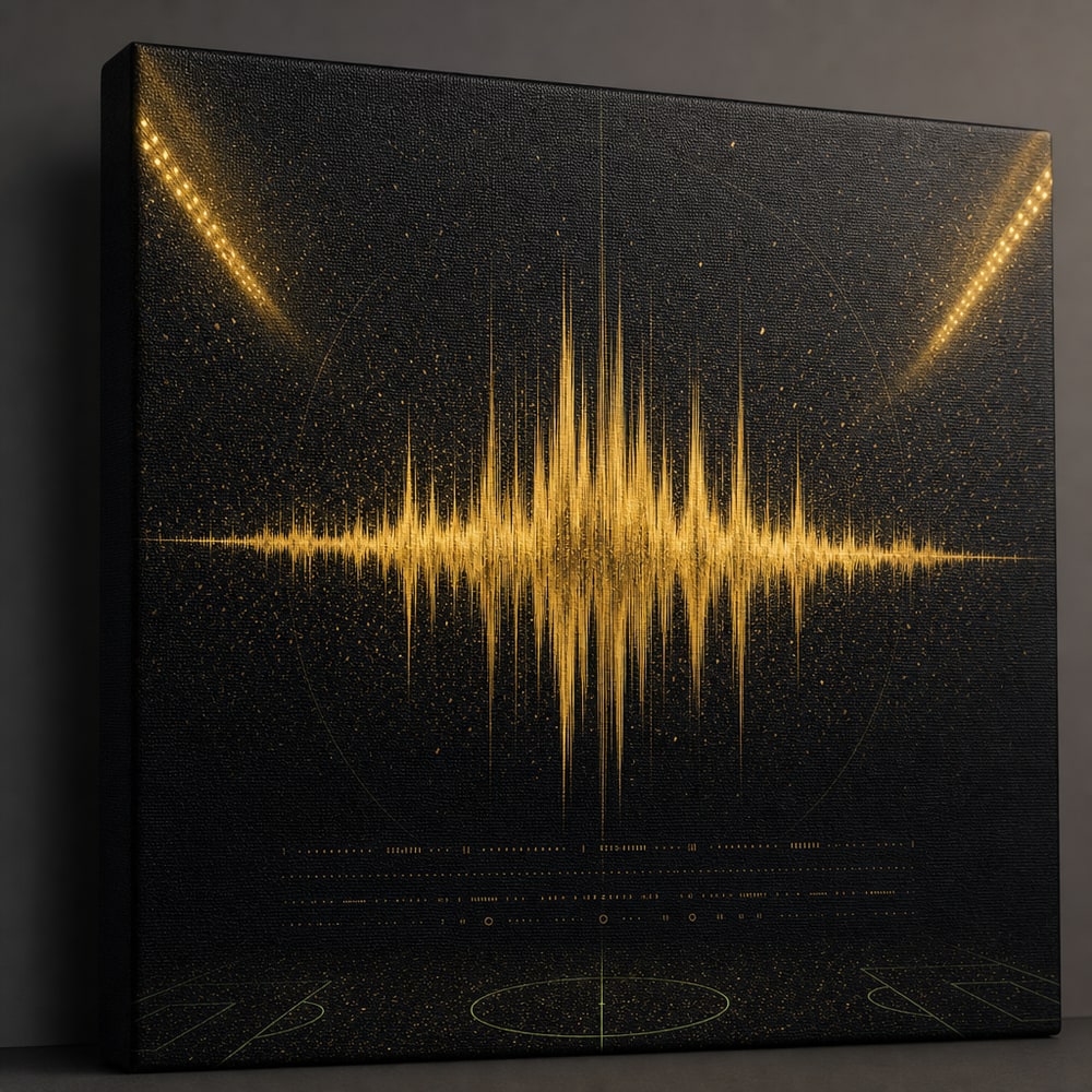 Black Gold Goal Soundwave Soccer Canvas Wall Art canvas texture detail