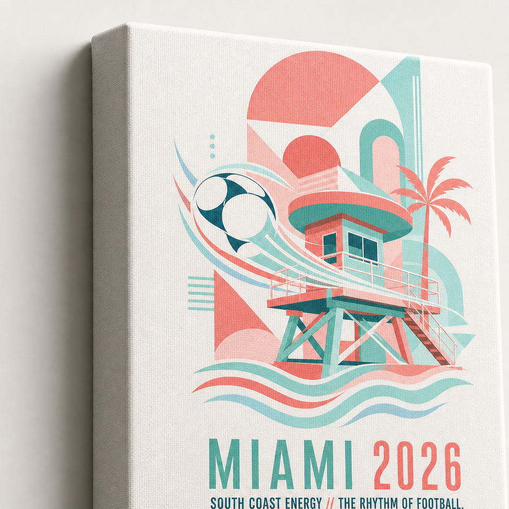 Miami Coastal Soccer Canvas Wall Art 02 wrapped canvas detail