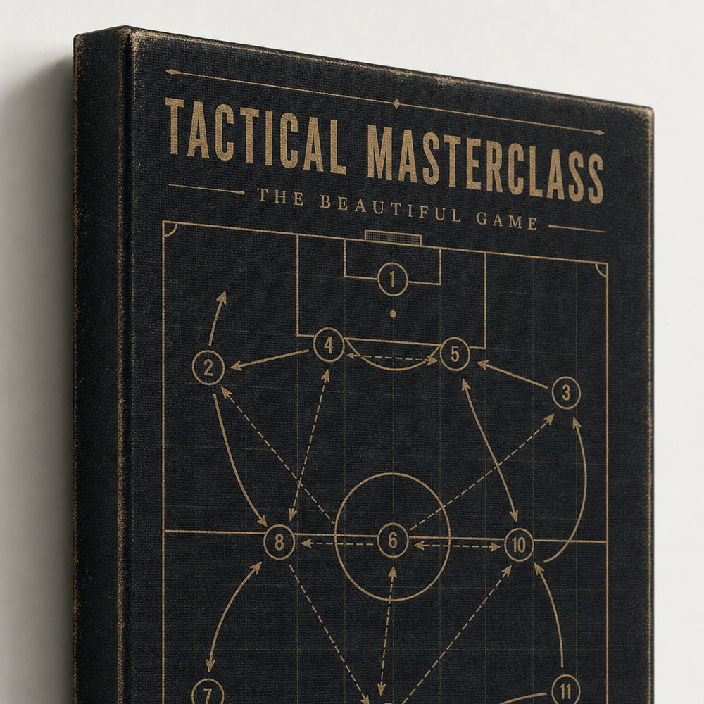 Tactical Masterclass Industrial Soccer Canvas Wall Art 03 close-up canvas texture and wrapped edge detail