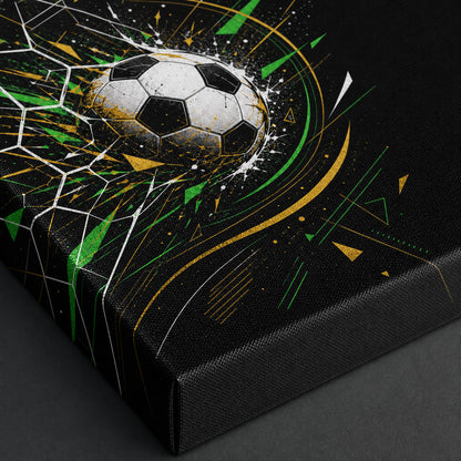 Geometric Net Breakthrough Soccer Canvas Wall Art 05 close-up canvas texture and wrapped edge detail