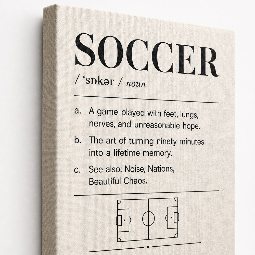SOCCER Definition Football Culture Canvas Wall Art 03 close-up canvas texture and wrapped edge detail