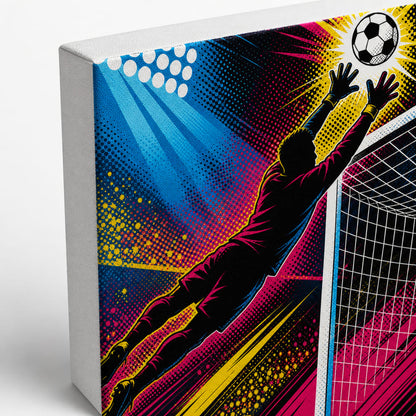Pop Art Goalkeeper Save Soccer Canvas Wall Art 04 close-up canvas texture and wrapped edge detail