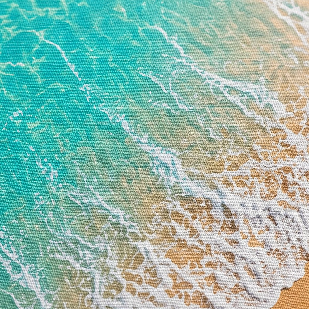 Coastal Aerial Waves Healing Canvas Wall Art 02 close-up canvas texture and wrapped edge detail