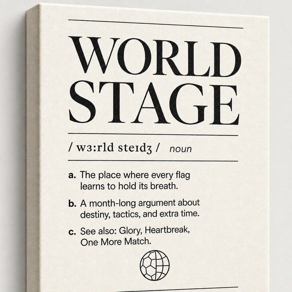 WORLD STAGE Definition Football Culture Canvas Wall Art 04 close-up canvas texture and wrapped edge detail