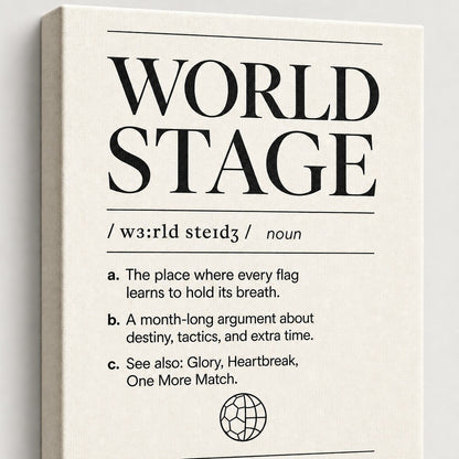 WORLD STAGE Definition Football Culture Canvas Wall Art 04 close-up canvas texture and wrapped edge detail