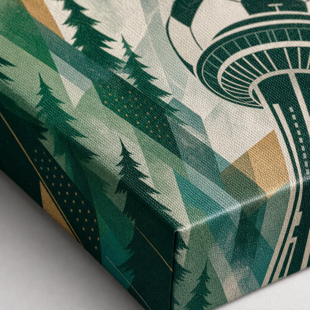 Seattle 2026 Emerald Roar Soccer Canvas Wall Art 05 close-up canvas texture and wrapped edge detail