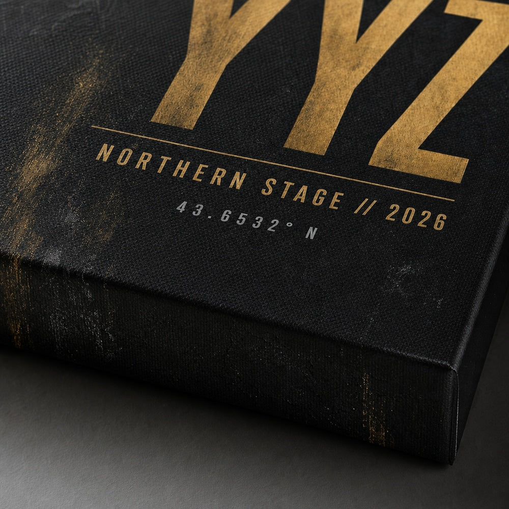 YYZ Airport Code Coordinates Canvas Wall Art 05 close-up canvas texture and wrapped edge detail