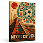 Mexico City 2026 Aztec Totem Soccer Canvas Wall Art 02 white background left-view wrapped canvas main image