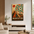 Mexico City 2026 Aztec Totem Soccer Canvas Wall Art 02 12×18 inch thin wrapped canvas wall mockup